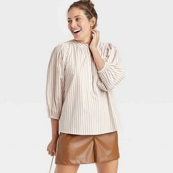 NWOT a new day striped cotton tunic top xs - Picture 3 of 6